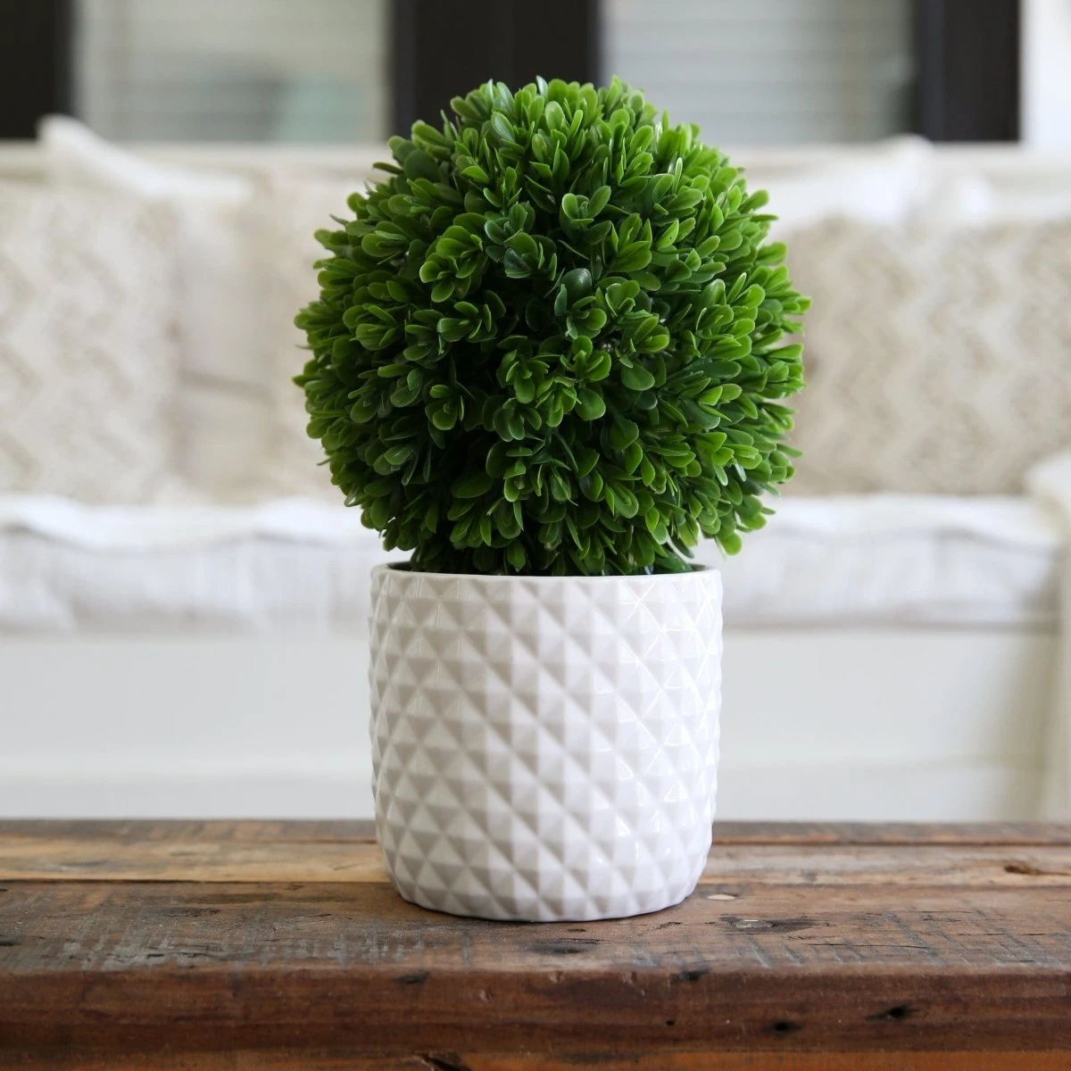 10-in Artificial Boxwood Topiary Plant With Decorative Planter - Image 2