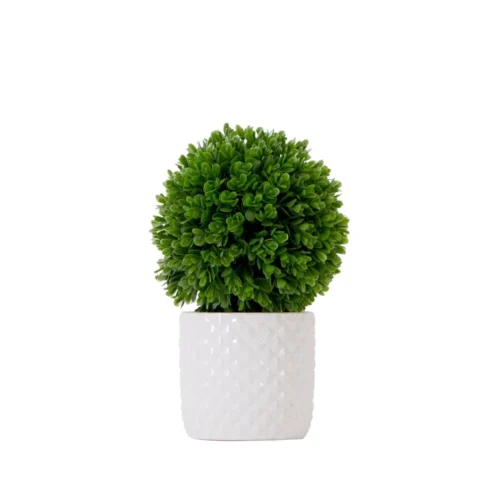 10-in Artificial Boxwood Topiary Plant With Decorative Planter