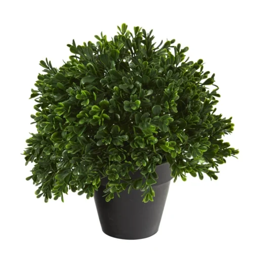 10-in Boxwood Topiary Artificial Plant UV Resistant (Indoor/Outdoor)