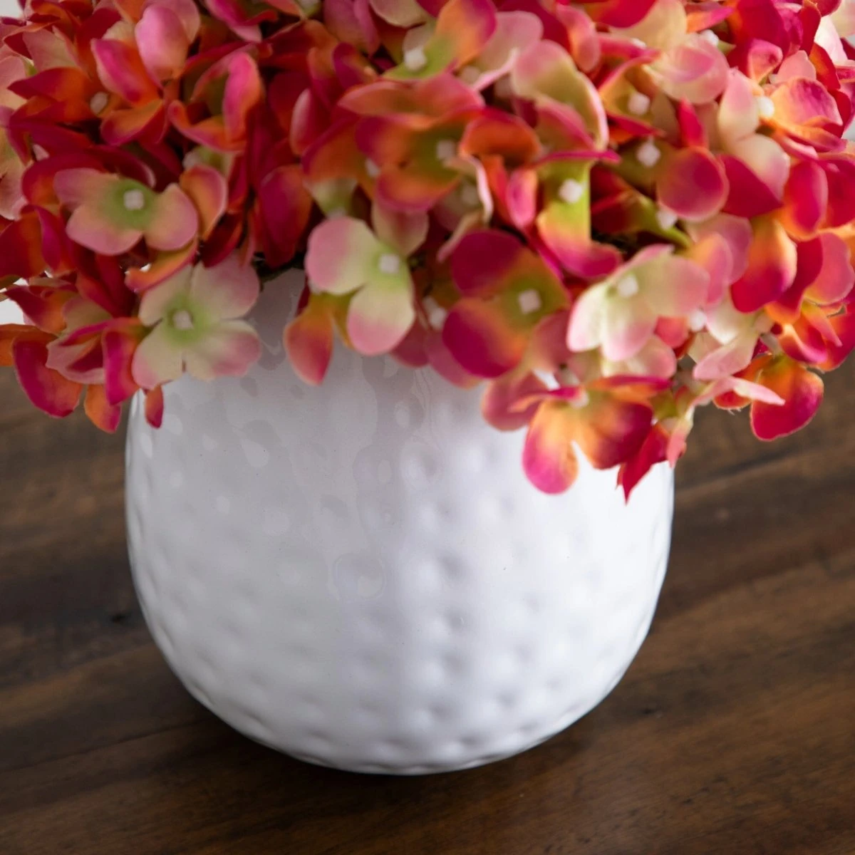 11-in Artificial Hydrangea Arrangement In White Metal Vase - Image 9