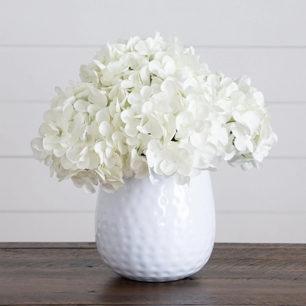 11-in Artificial Hydrangea Arrangement In White Metal Vase - Image 10