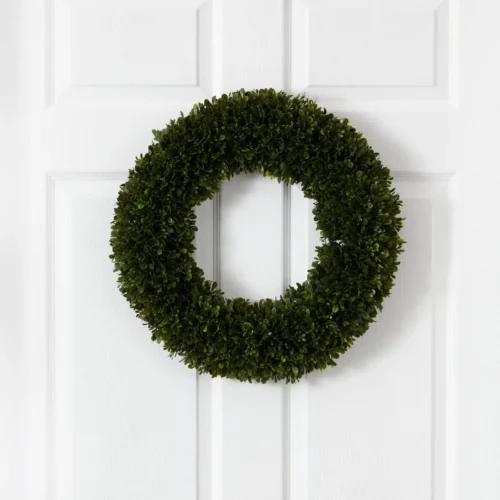 19.5-in Tea Leaf Artificial Wreath | UV Resistant For Indoor & Outdoor Use