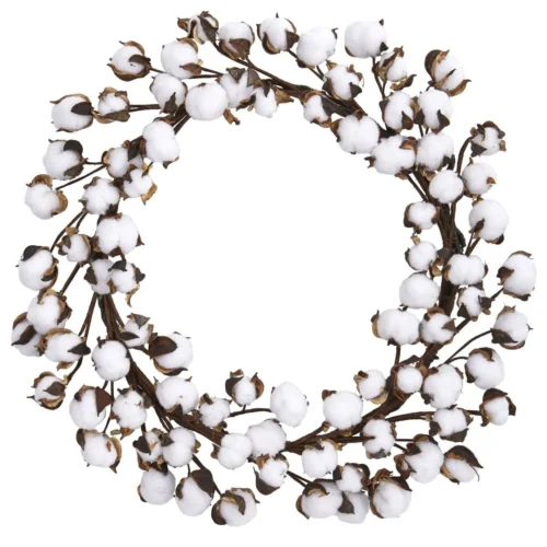 20-in Cotton Ball Wreath | Soft, Elegant Bedroom Décor
