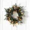 20-in Flocked Mixed Pine Christmas Wreath With LED Lights, Pine Cones & Berries
