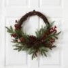 22-in Mixed Pine & Cedar Wreath | Pine Cones, Berries & Holiday Decor