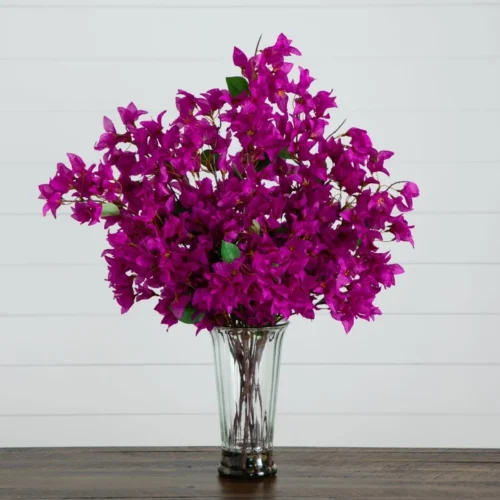 30-in Artificial Bougainvillea Arrangement In Glass Vase