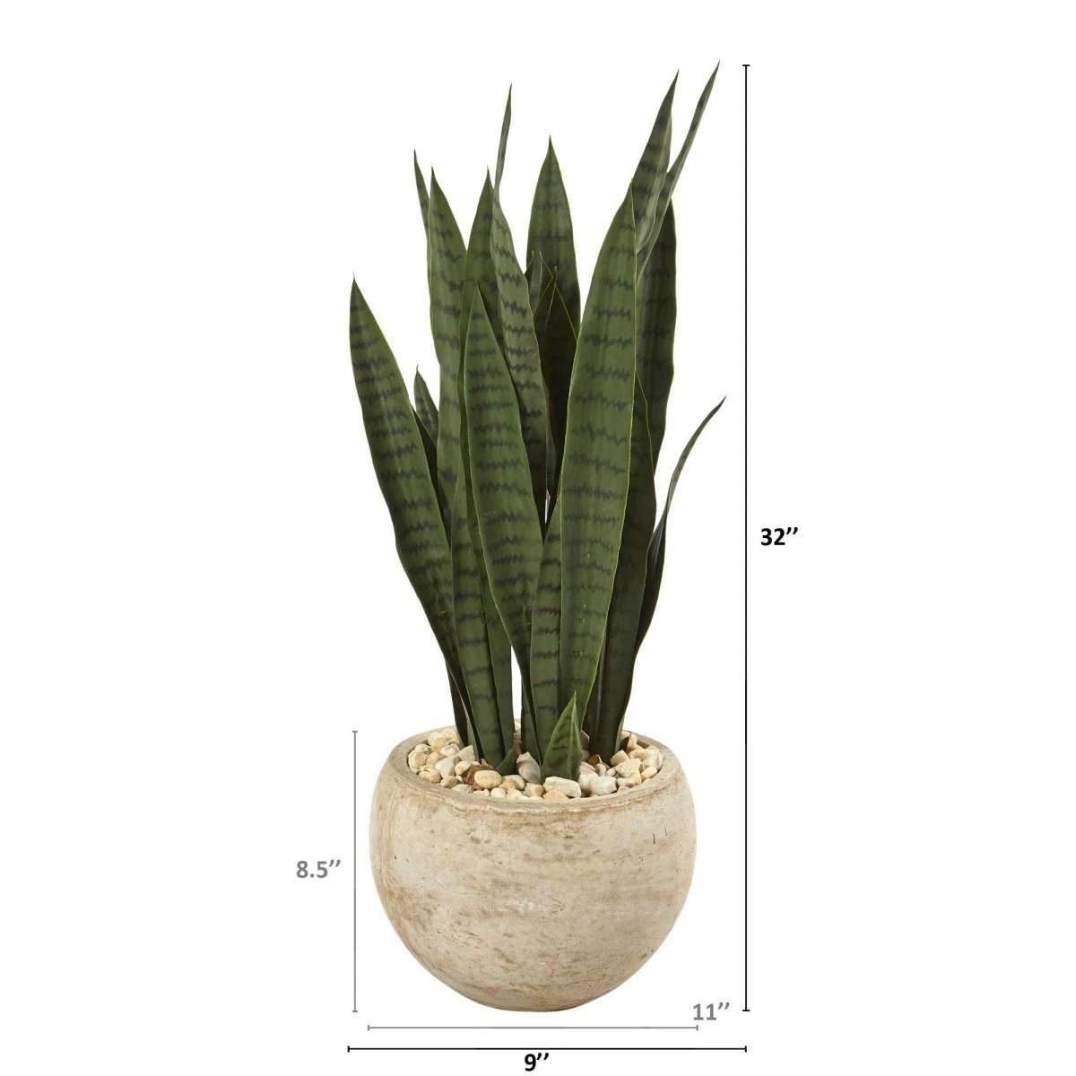 32-in Sansevieria Artificial Plant | Sand-Colored Planter - Image 2