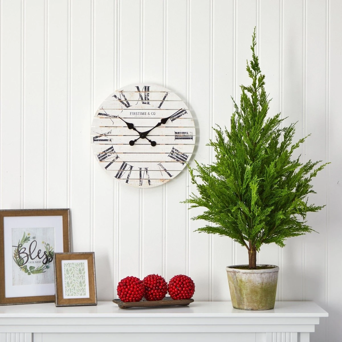 3.5-ft Cedar Pine Artificial Christmas Tree With Decorative Planter - Image 4