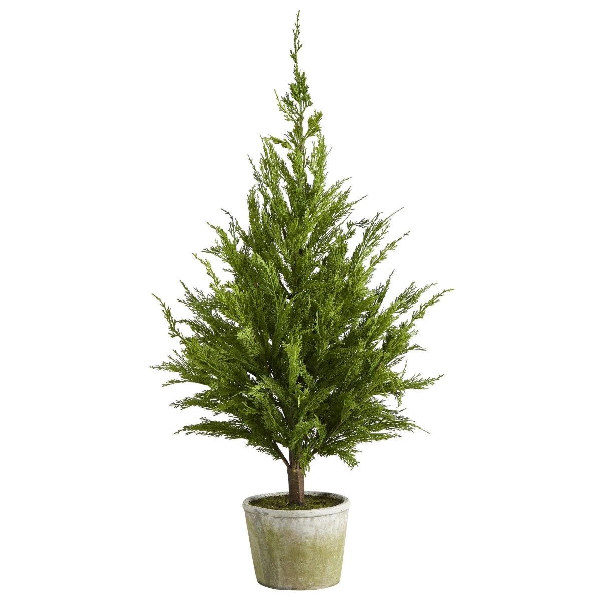 3.5-ft Cedar Pine Artificial Christmas Tree With Decorative Planter