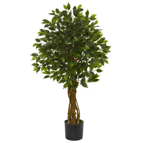 4-ft Faux Ficus Tree – UV-Resistant Indoor/Outdoor Décor