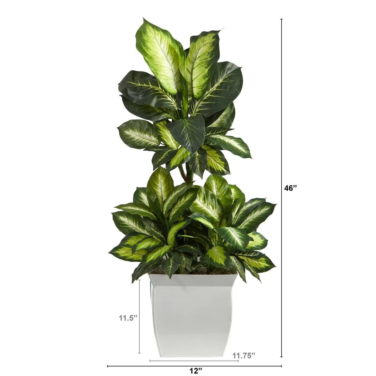 46-in Golden Dieffenbachia Artificial Plant In White Metal Planter - Image 2