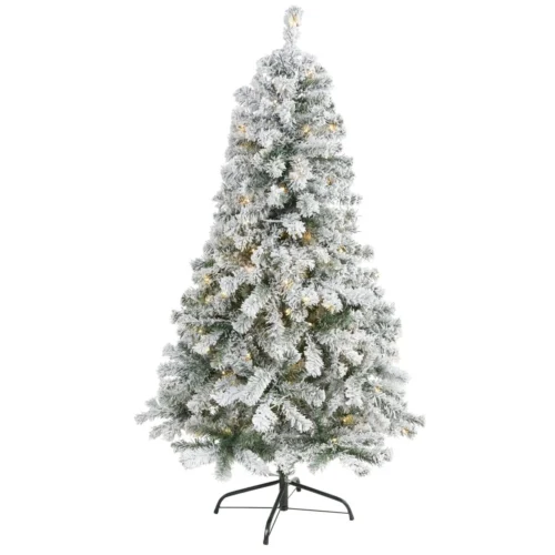 5-ft Flocked Rock Springs Spruce Christmas Tree | 150 LED Lights