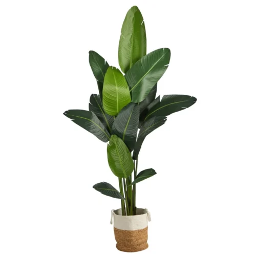 7-ft Artificial Travelers Palm Tree With Handmade Jute & Cotton Basket