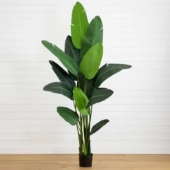 7-ft DIY Traveler’s Palm Artificial Tree Kit In Woven Planter