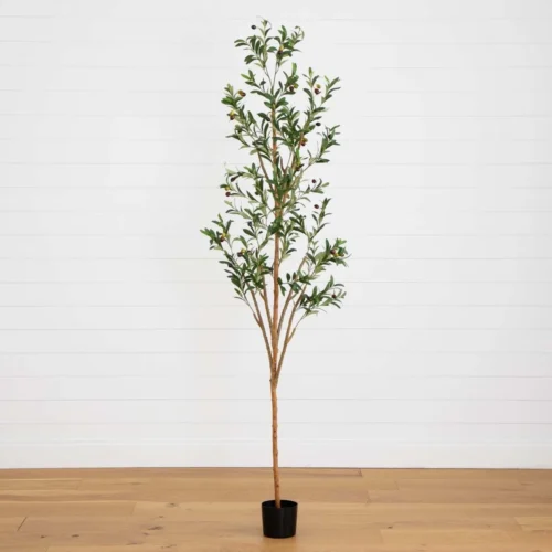 82-in Artificial Olive Tree – Tall, Rustic & Lifelike Décor Accent