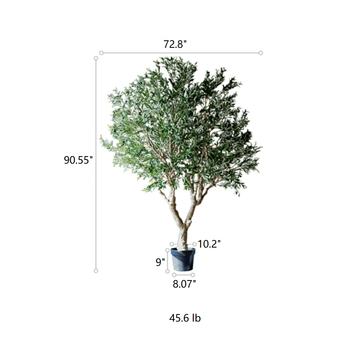 90″ Extra Large Artificial Olive Tree – Realistic Faux Décor - Image 6