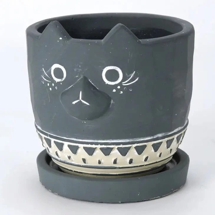 Black Cat Planter - Cement
