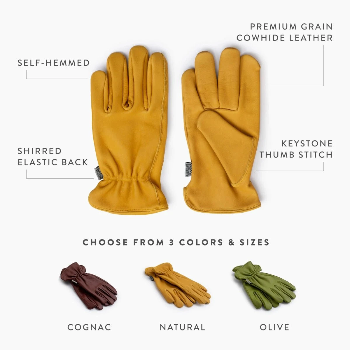 Barebones Classic Work & Gardening Glove: Mustard - Image 2