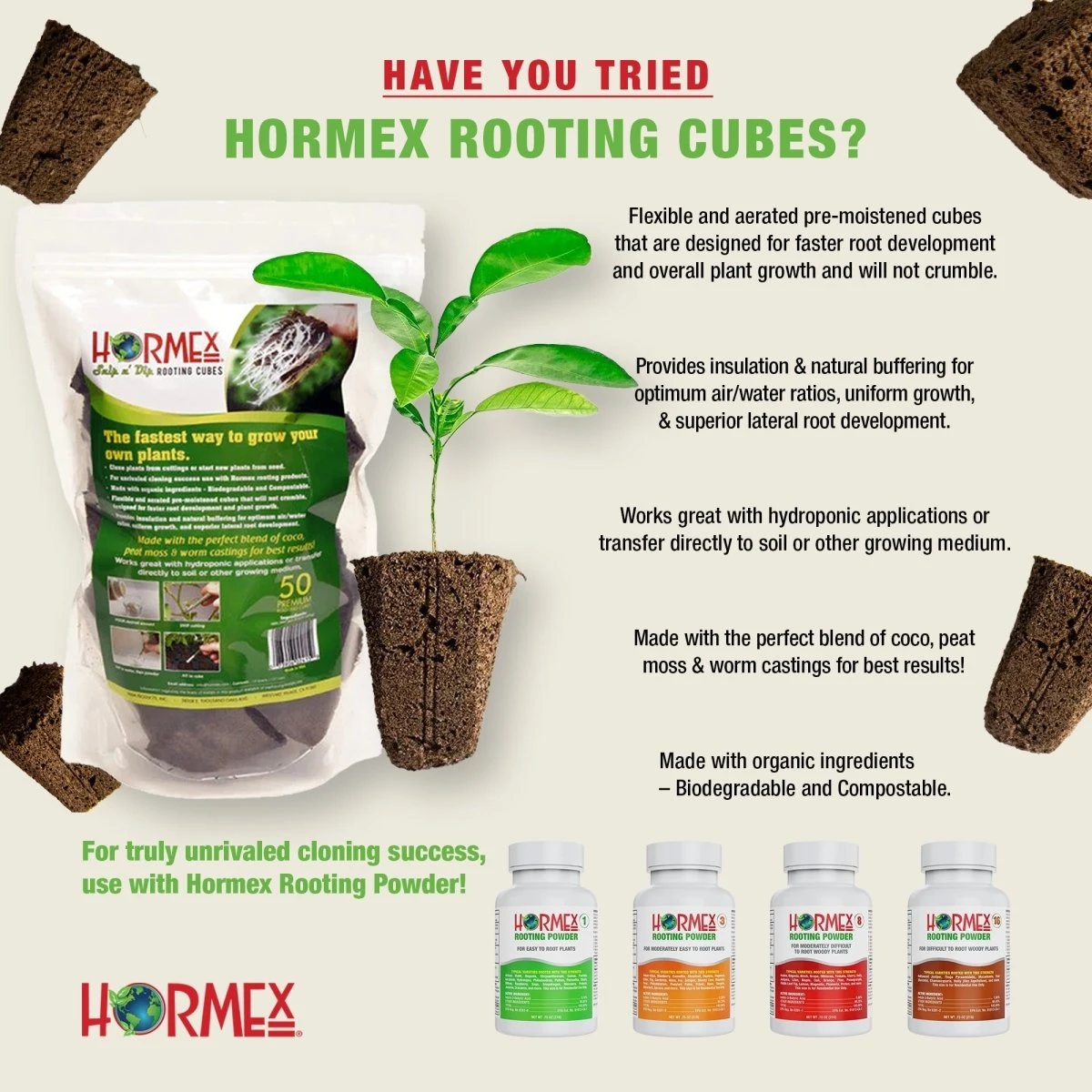 Hormex Rooting Cubes – Organic Peat & Coco Plugs For Cuttings & Seedlings - Image 3