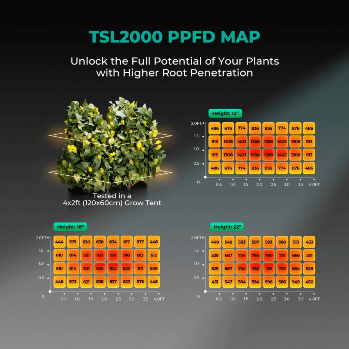Mars Hydro TSL 2000 300W Dimmable Full Spectrum LED Grow Light | High-Efficiency Lighting - Image 2