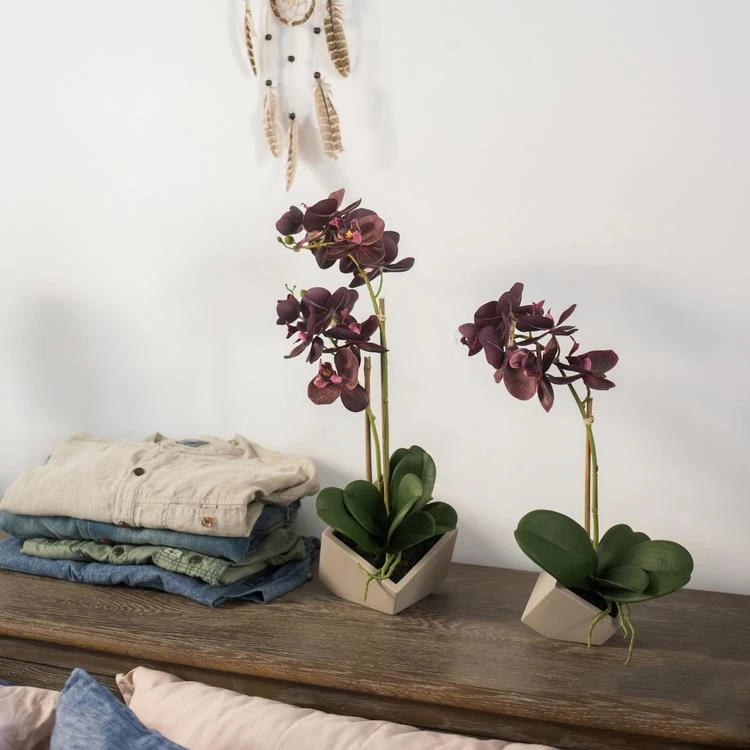 Purple Artificial Silk Orchid Potted Flower Arrangement (Small & Large) - Image 5