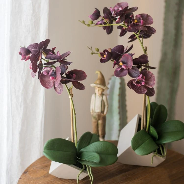 Purple Artificial Silk Orchid Potted Flower Arrangement (Small & Large) - Image 2