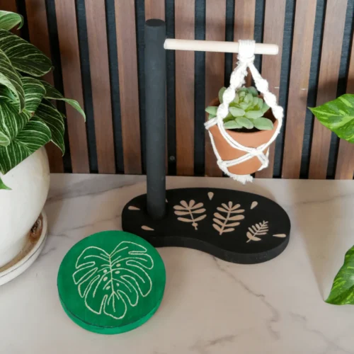 Wood Engraving Kit With Macrame Plant Stand